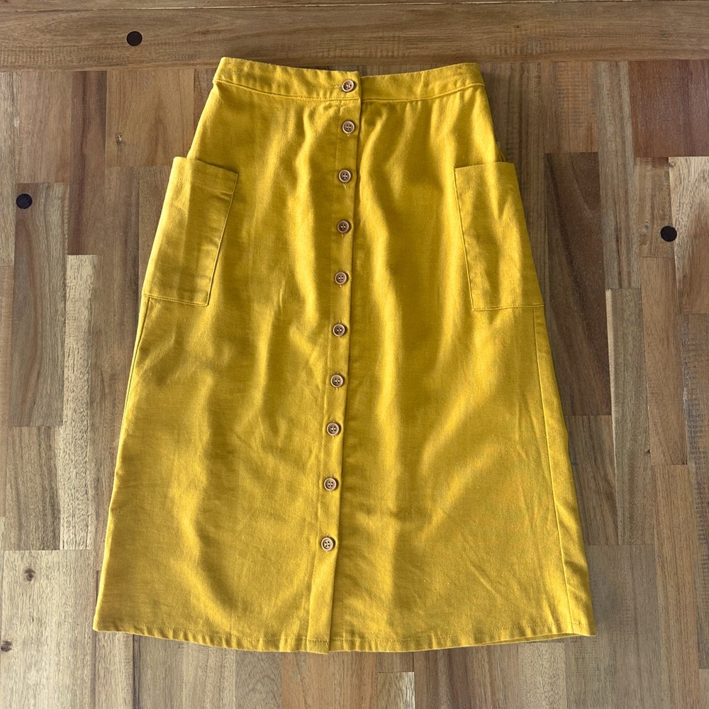 Ellison mustard button down skirt